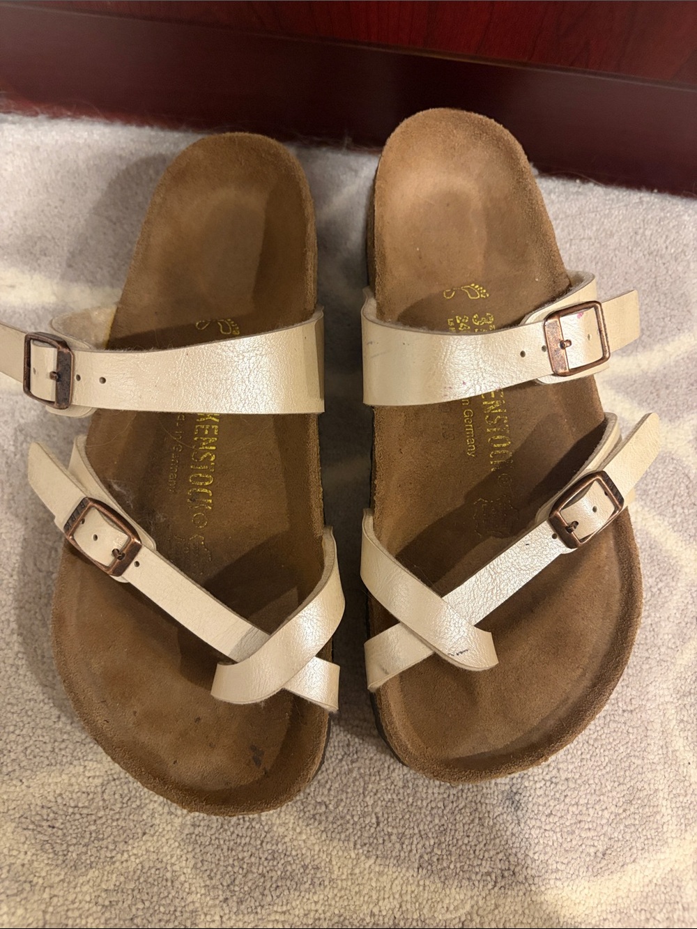 Birkenstock Kids Cream/Beige Leather Buckle Sandals